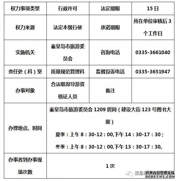 秦皇島市旅游委員會“最多跑一次”事項公布！